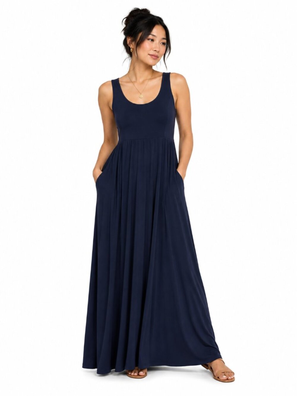 Rachel Zoe Navy Scoop Neck Maxi Dress Size Small